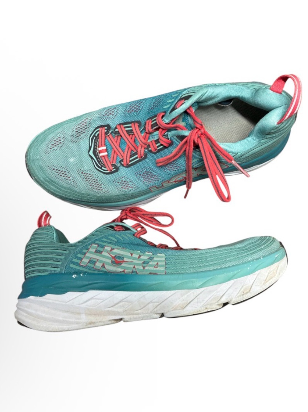 Hoka One One Bondi 6 Women's Turquoise Pink size 9 Running Shoes